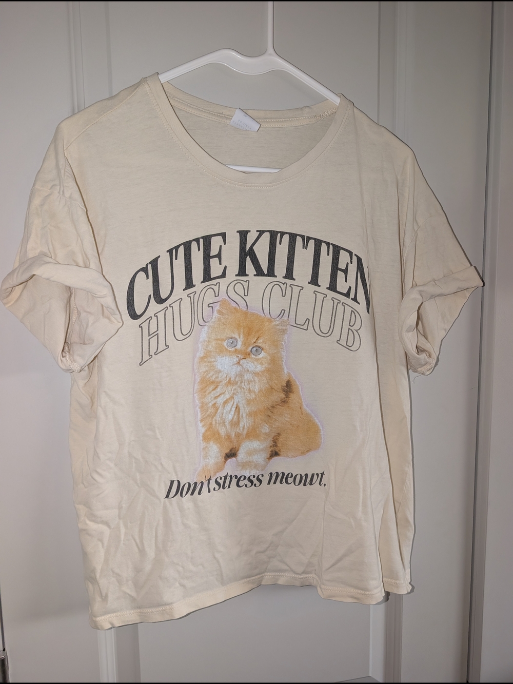 Streetwear Society Cream Cat Tee with Orange Kitten Graphic